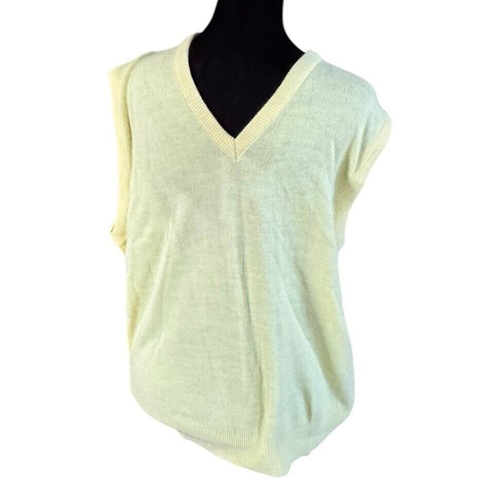 Sweater Vest V-Neck JC Penney The Mens Shop Large Yellow Academia Grandpa Dad